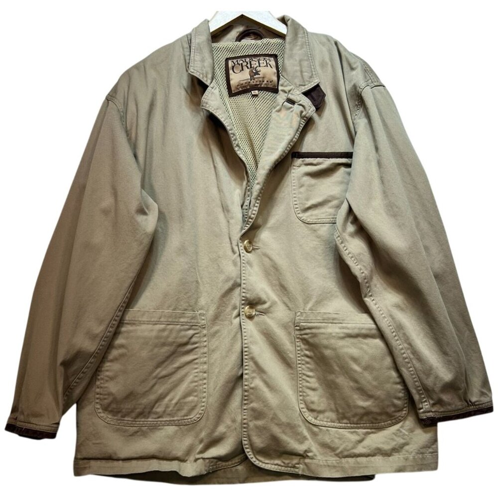 Madison Creek Men's Utility Chore Jacket Long Sleeve Size XL Beige Pockets